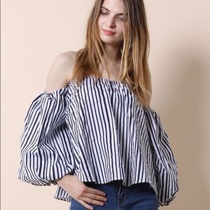 CHIC WISH off the shoulder bubble sleeve top